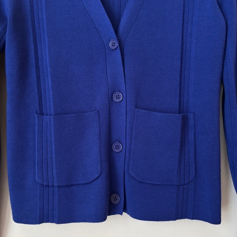 Metric Knits Galaxy Blue Cardigan Sweater Large Timeless Workwear - Picture 3 of 8